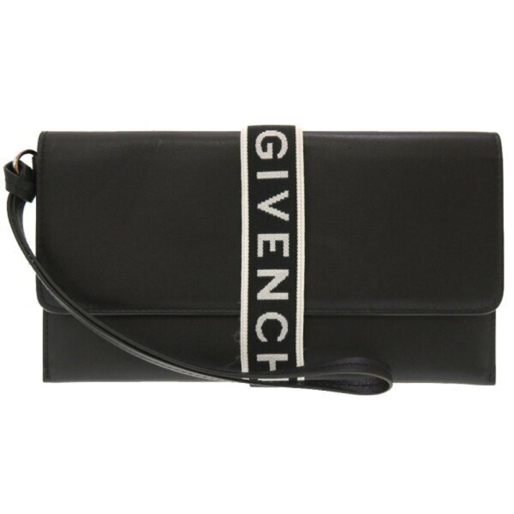 Givenchy logo leather black clutch bag
